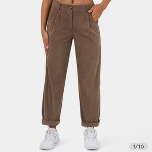 HALARA | Mid Rise Button Zipper Side Pocket Corduroy Casual Pants.